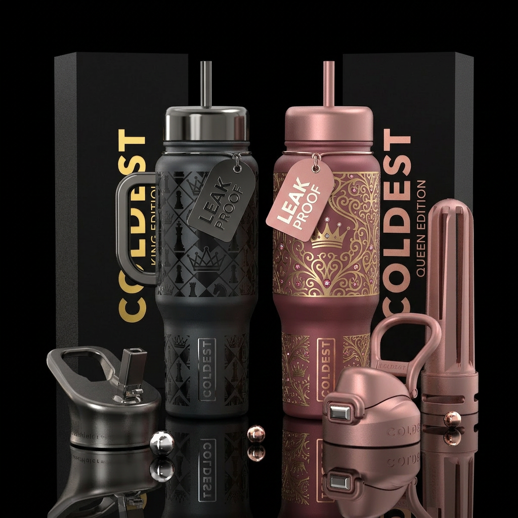King and queen cups water bottle design