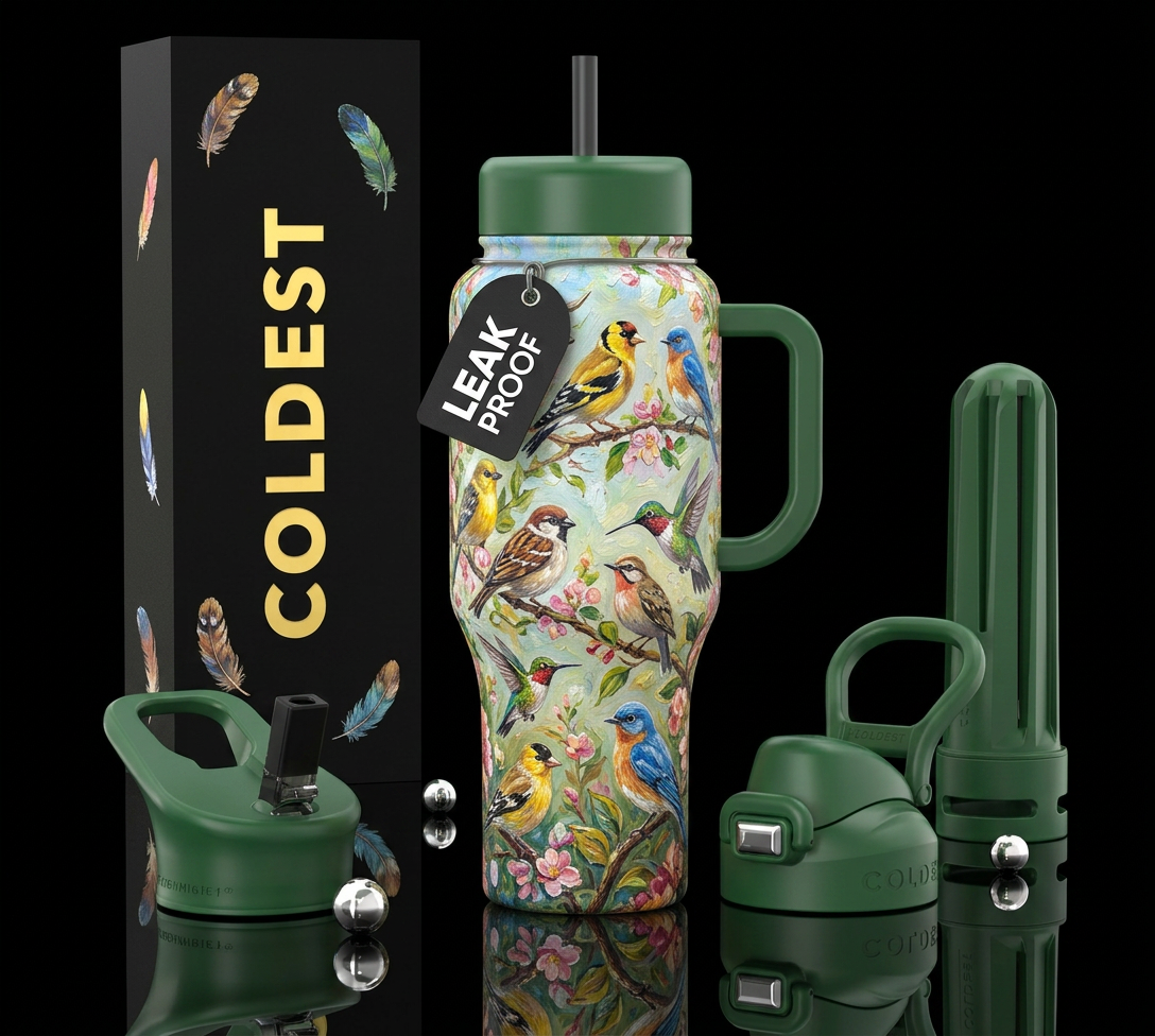 Birds of nature water bottle design