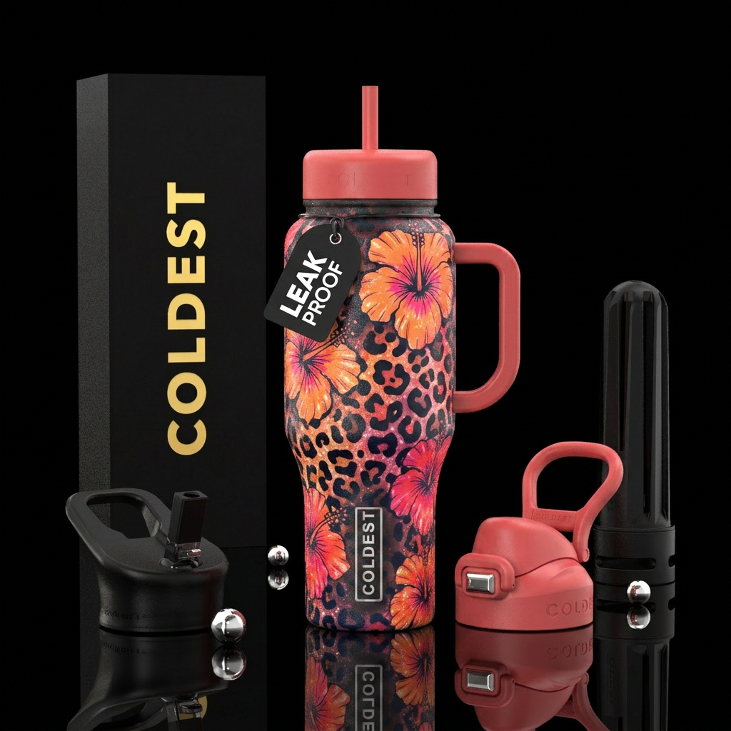 Hibiscus Leopard water bottle design