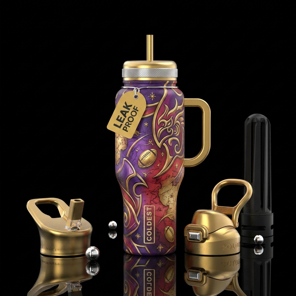 Golden Football water bottle design