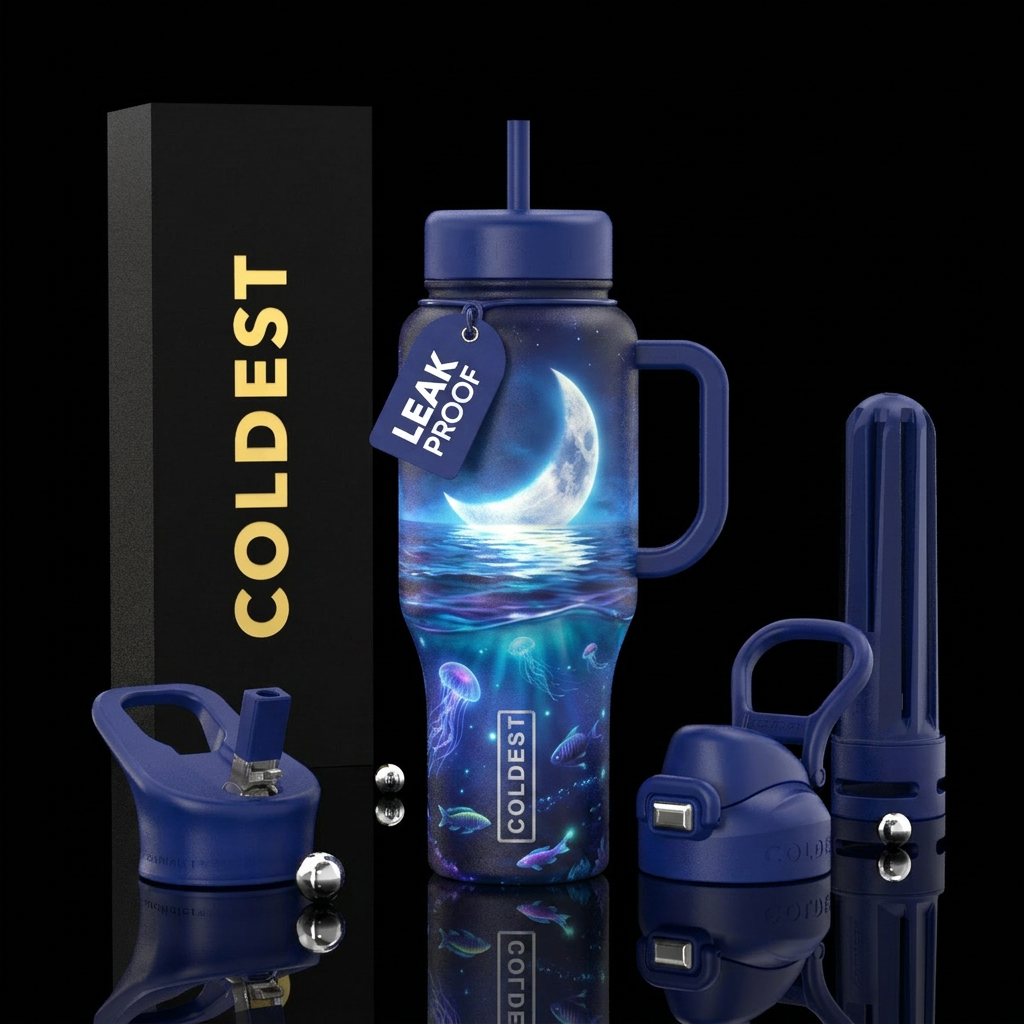Sea Life At Night water bottle design