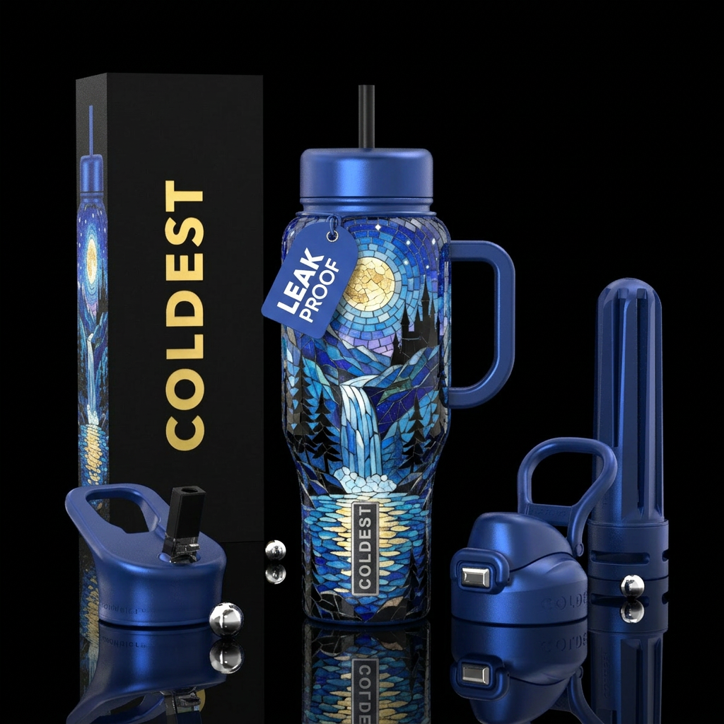 Mosaic Waterfall water bottle design