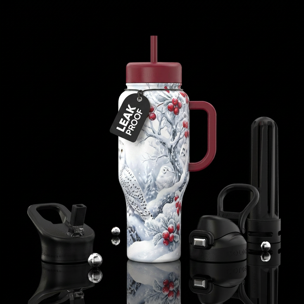 Snow Owl water bottle design