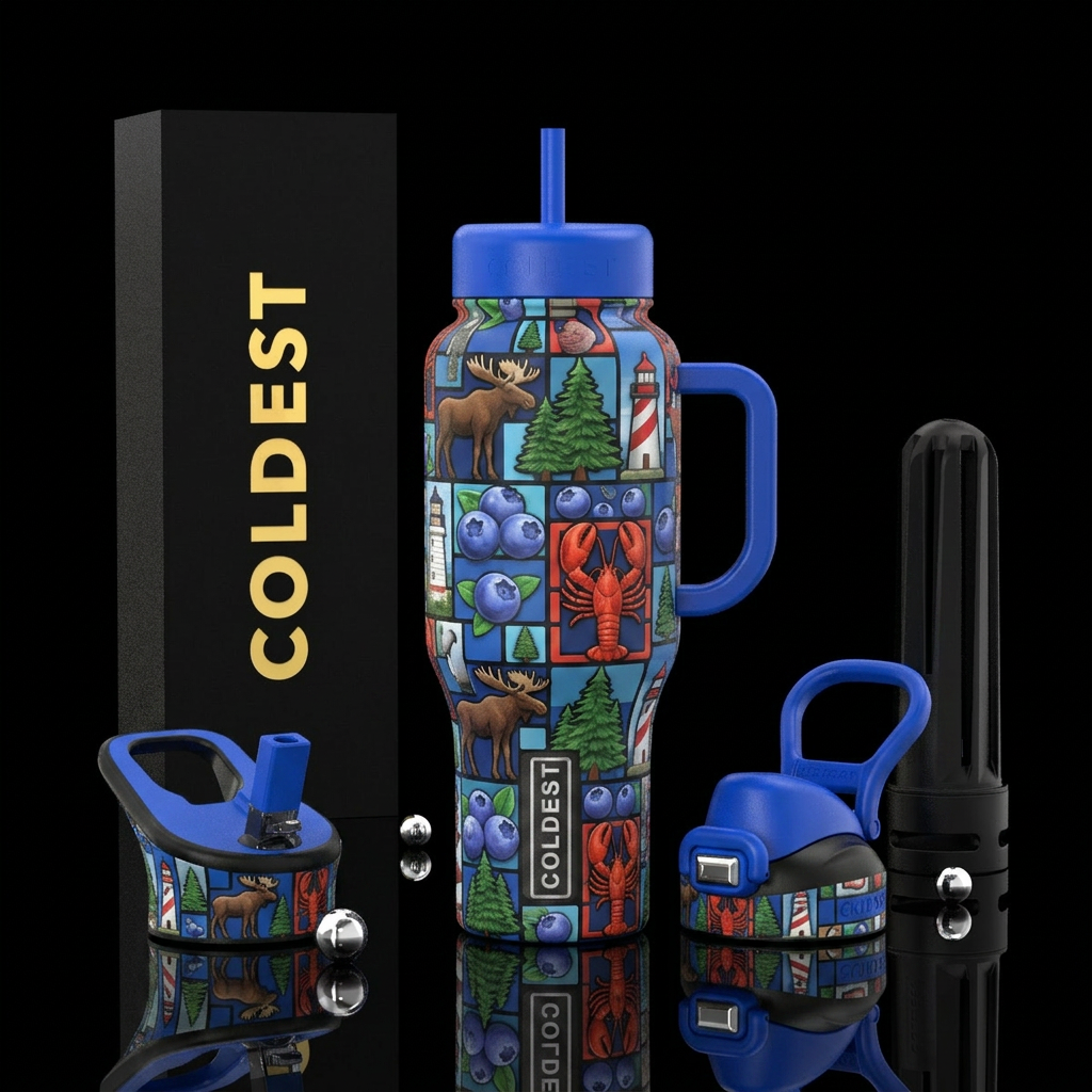 All Things Maine water bottle design