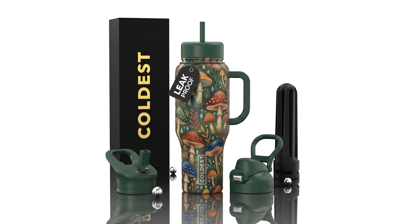 Mushroom Gardens water bottle design