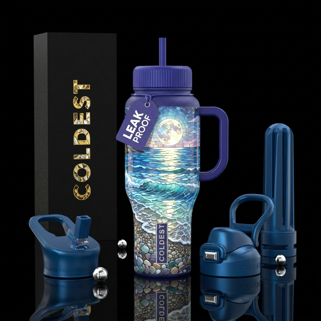 Ocean Moon Rising water bottle design