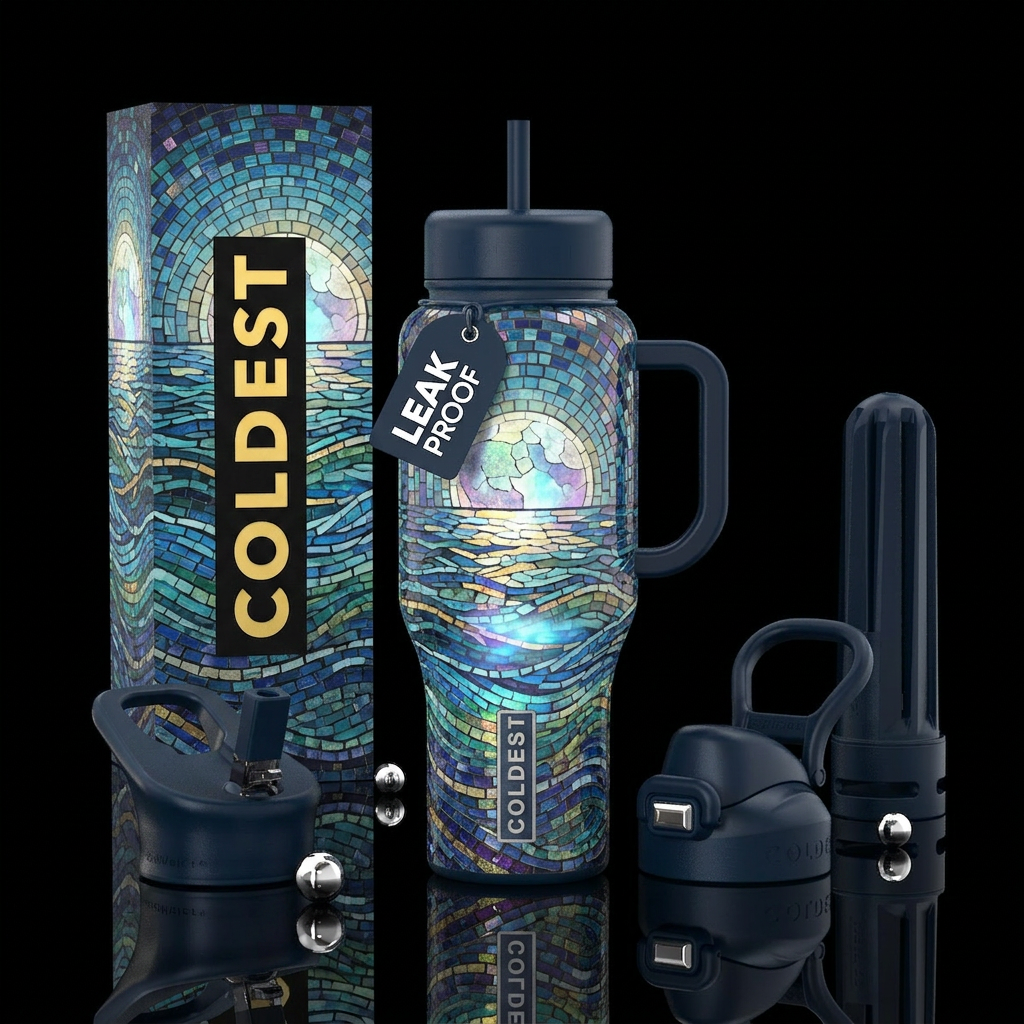 Mosiac Moon water bottle design