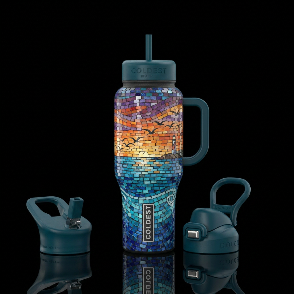Mosaic Ocean Life water bottle design