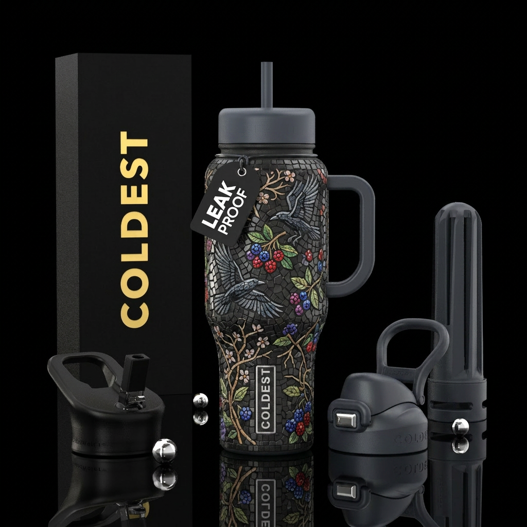 Mosaic Crow water bottle design