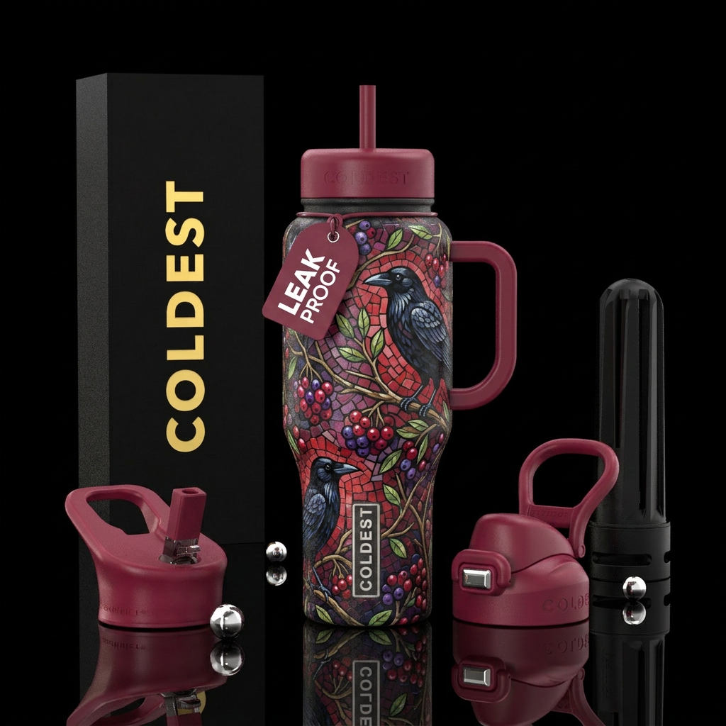 Mosaic Crows water bottle design