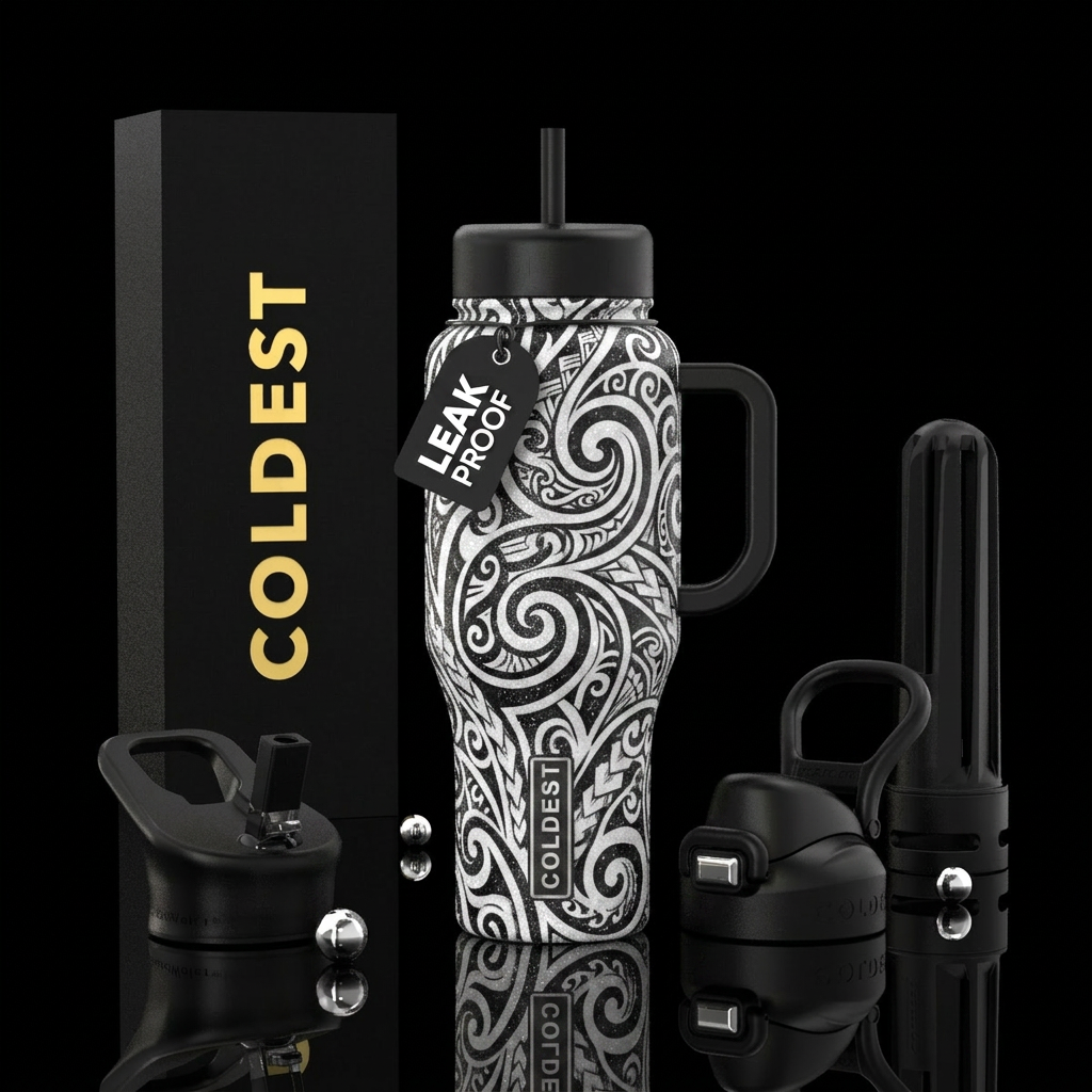 Tribal Swirls water bottle design