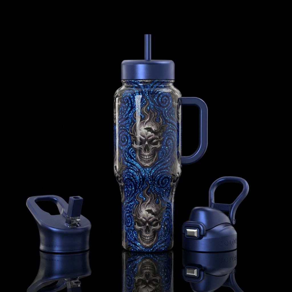 Glitter Skulls water bottle design