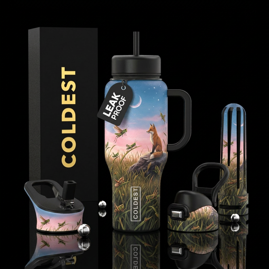 Grasshopper Field water bottle design