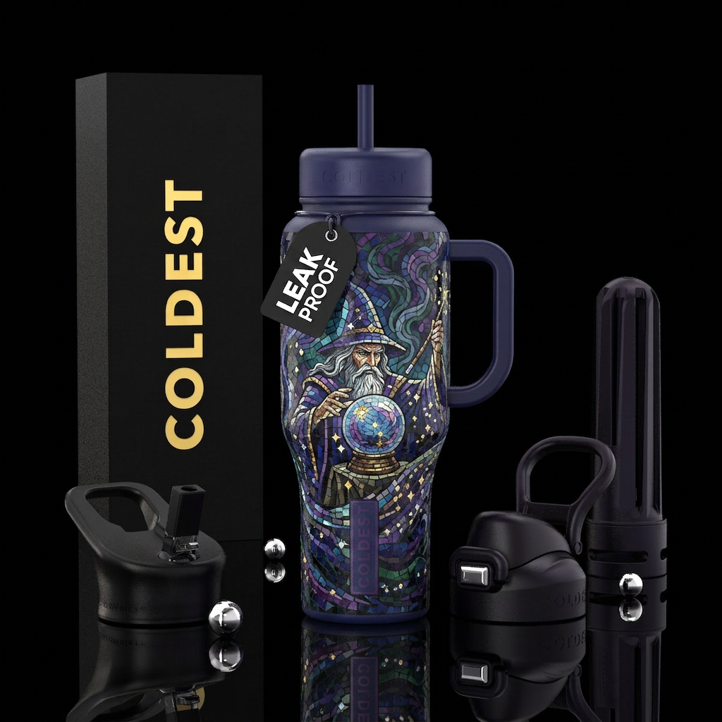 Mosaic Wizard water bottle design