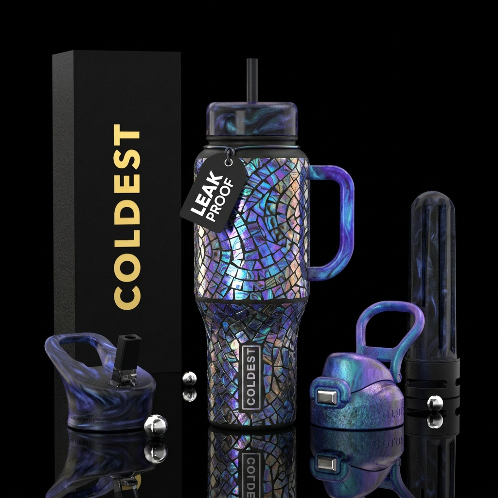 Mosaic Iridescent Pearl water bottle design
