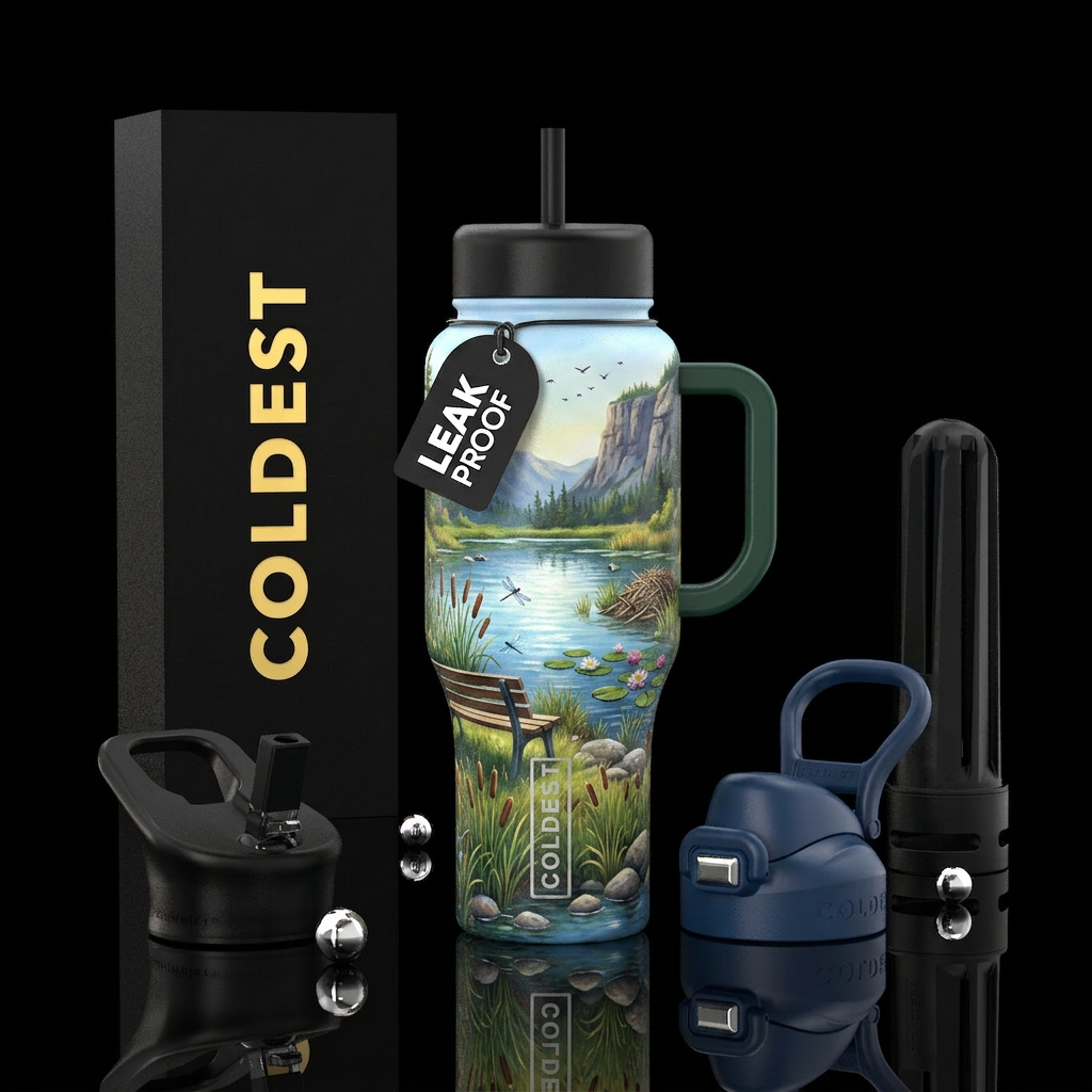 Peaceful Pond water bottle design