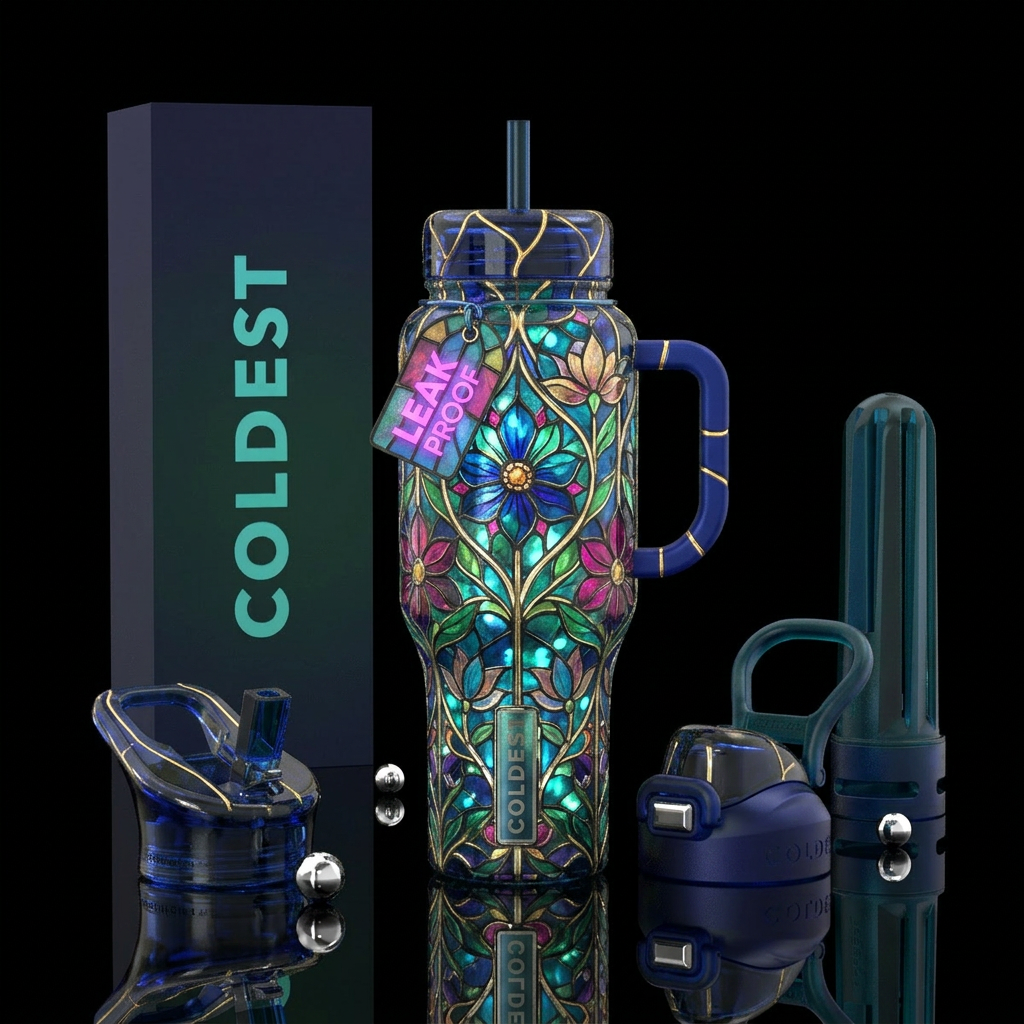 Glass Flowers water bottle design