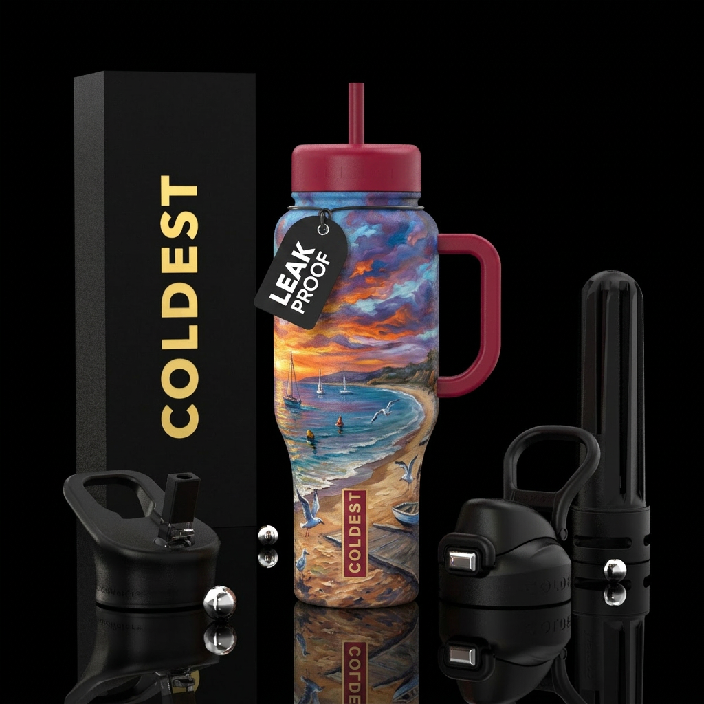 Peaceful Seaside water bottle design