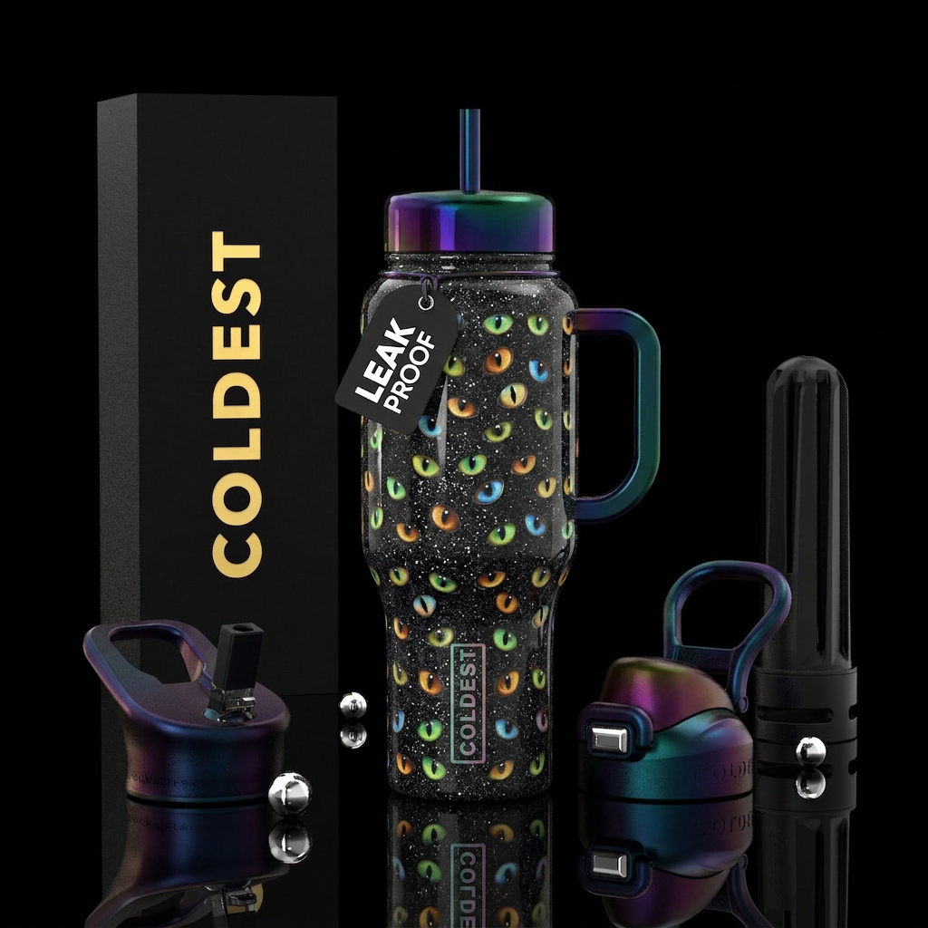 Glitter Cateye water bottle design