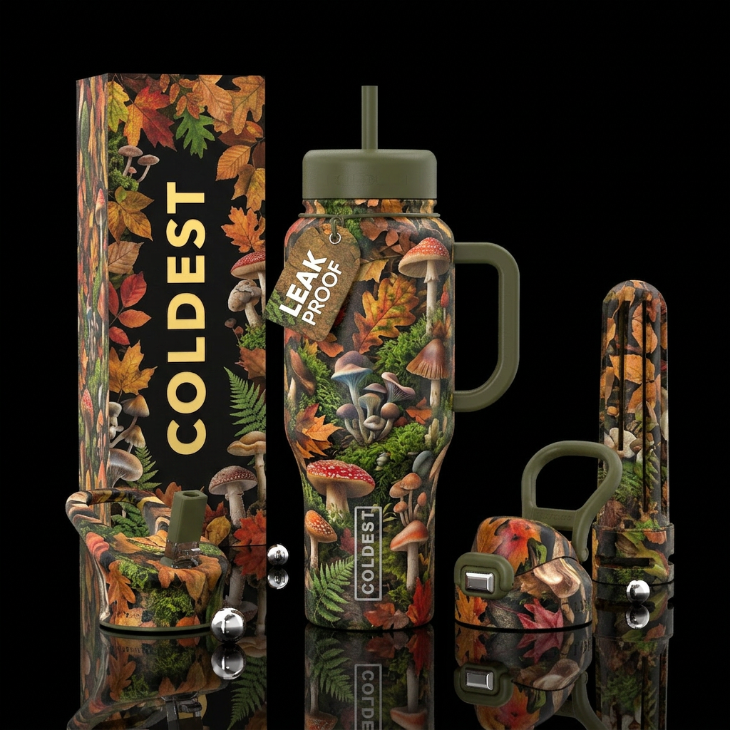 Fall forest floor water bottle design