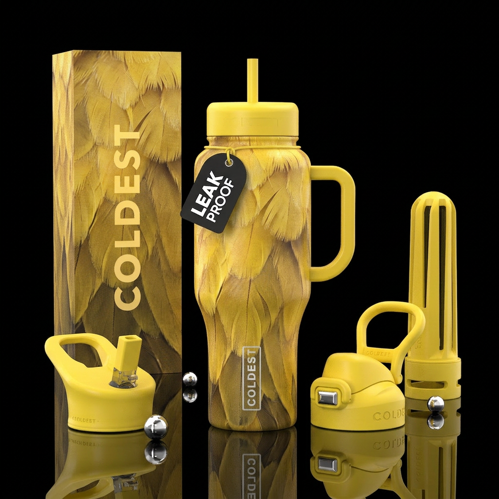 Canary Feathers water bottle design