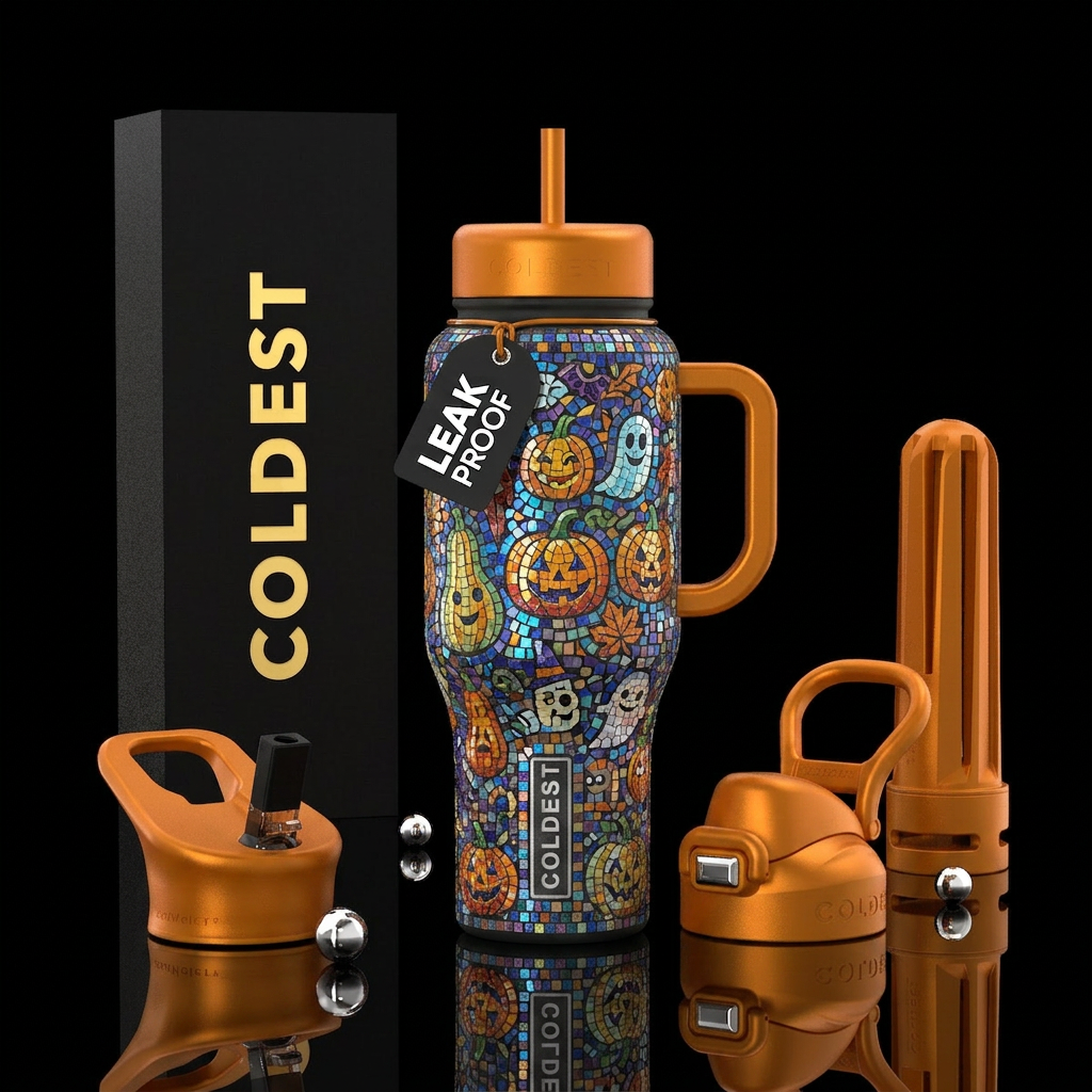 Mosaic Gords & Ghouls water bottle design