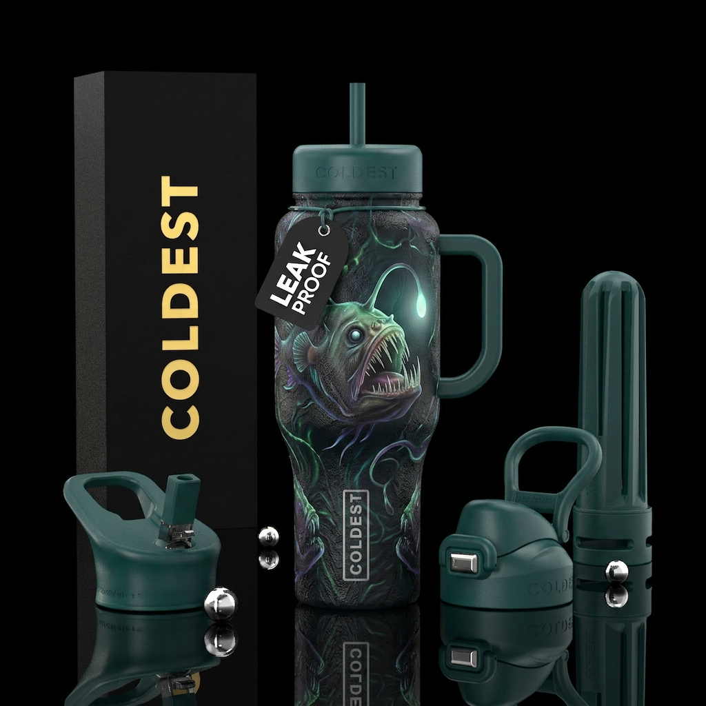 Glowie Angler water bottle design