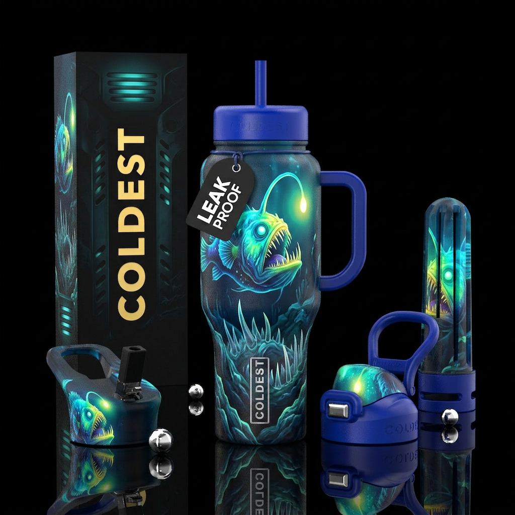 Here fishy fishy water bottle design