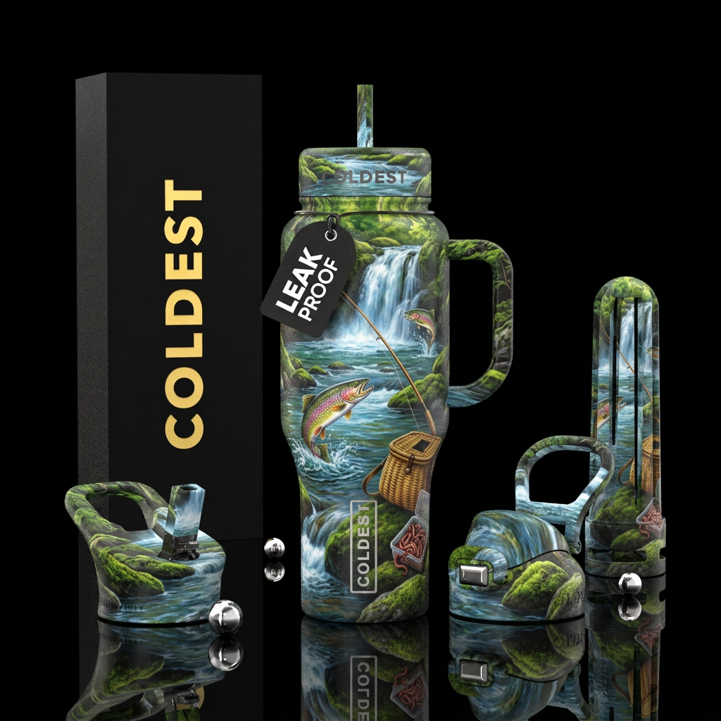 Trout Fishing water bottle design