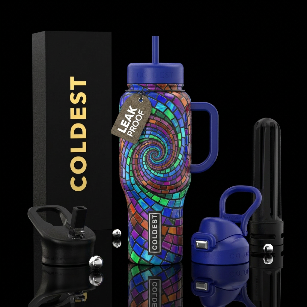 Hypnotic Spiral water bottle design