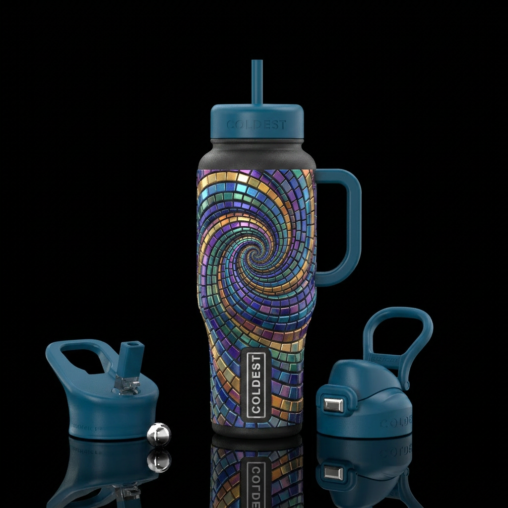 Mosaic Spiral water bottle design
