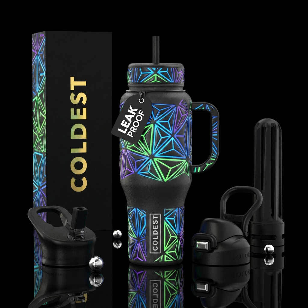 Geometric Glow water bottle design