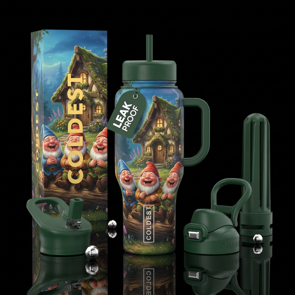 Laughing Gnomes water bottle design
