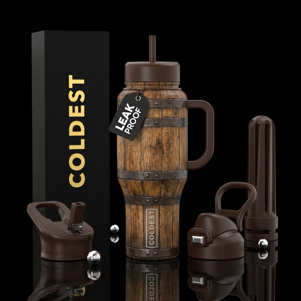 Whiskey Barrel water bottle design