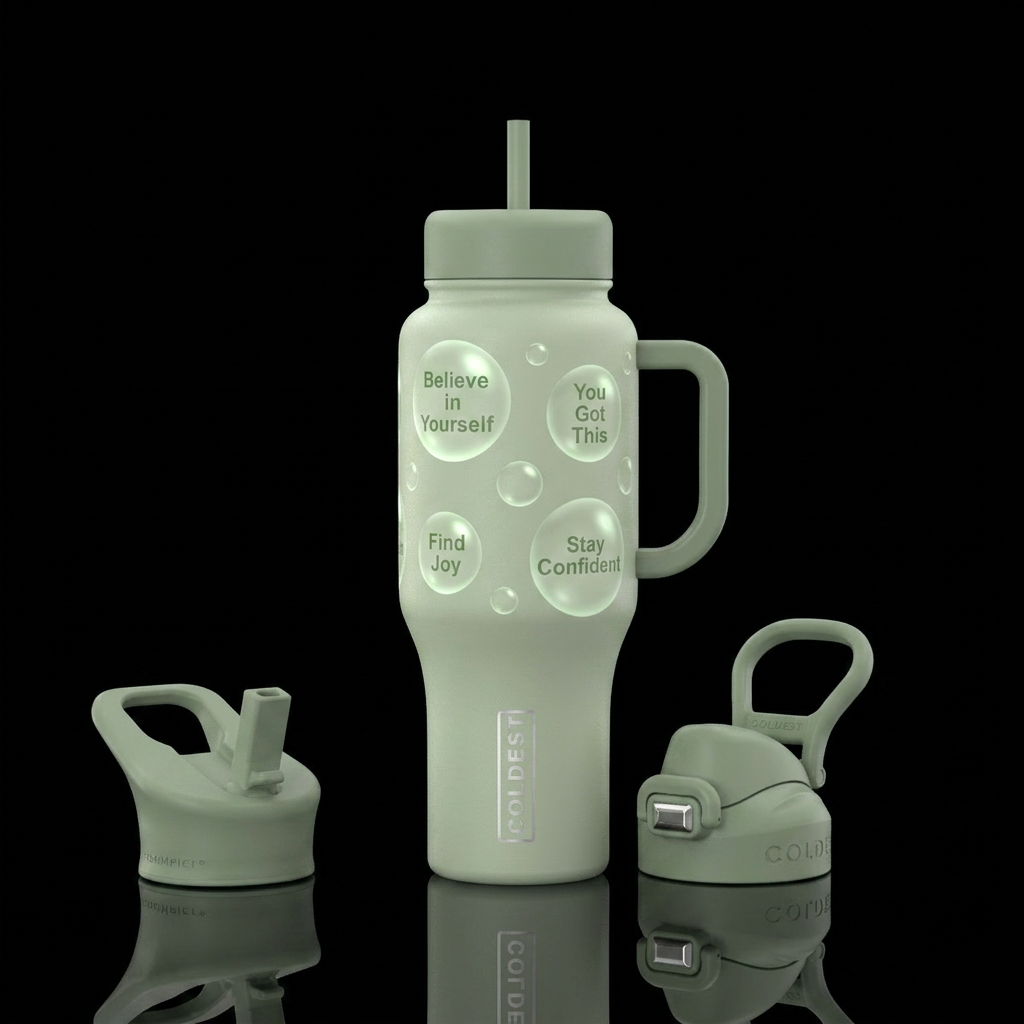 Positivity Speaks water bottle design