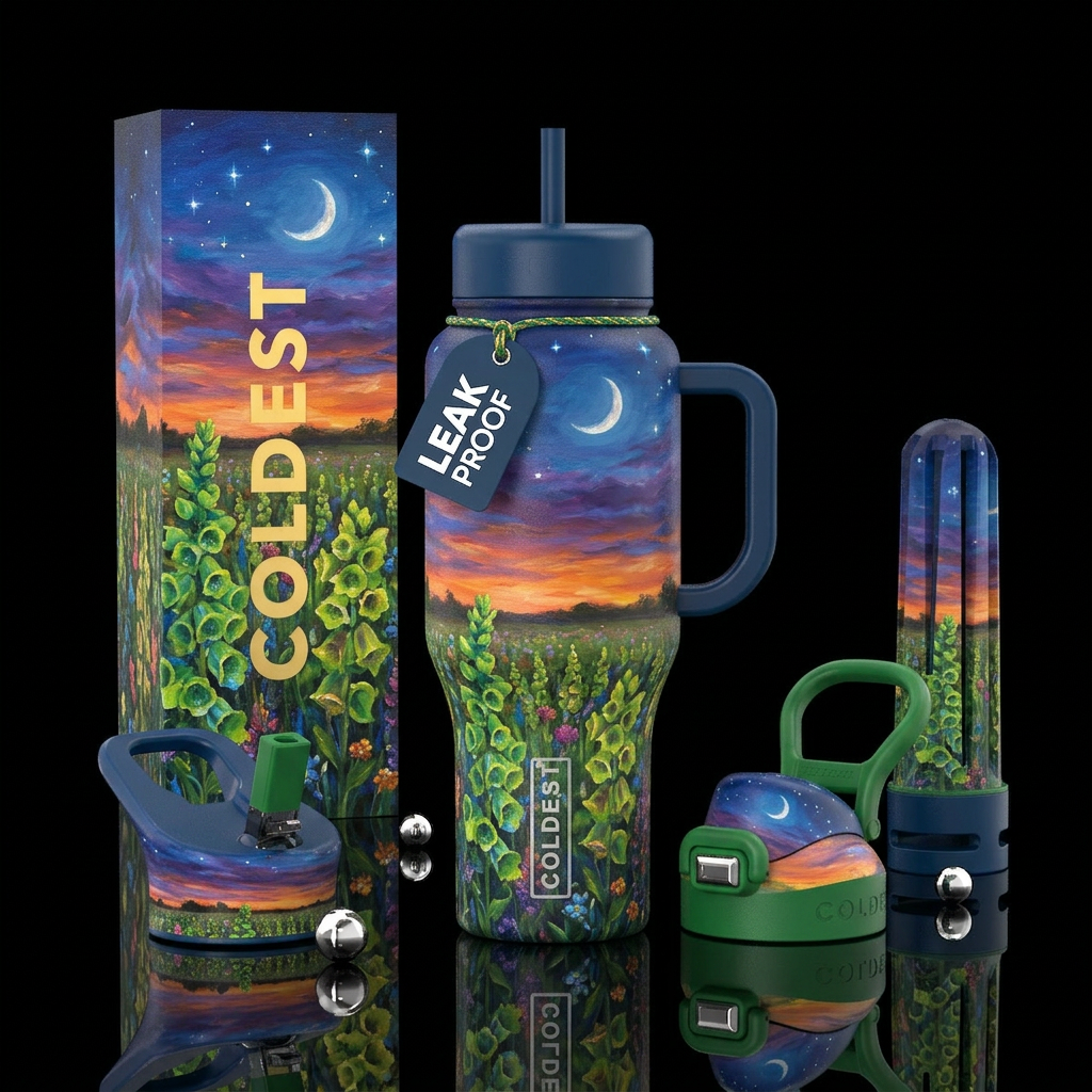 Painted Irish Bells Field water bottle design