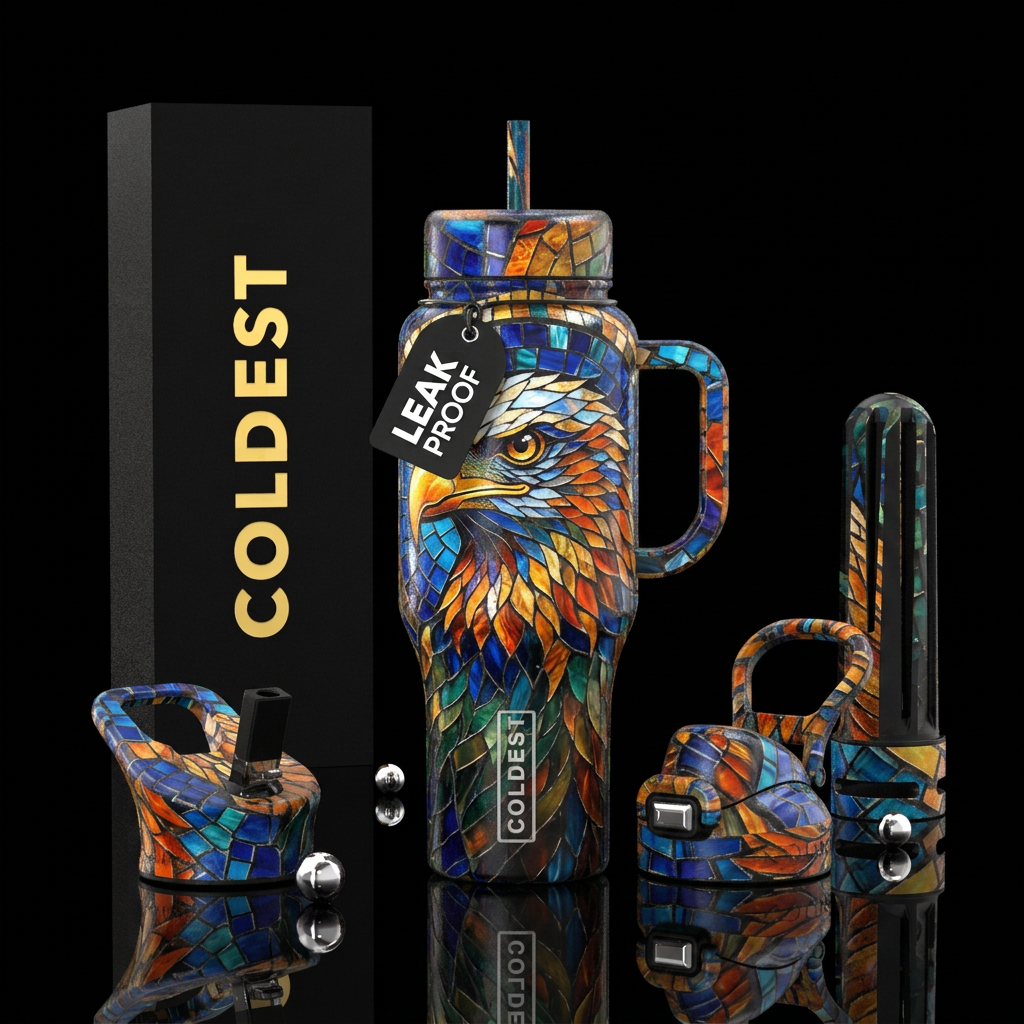 Mosaic American Eagle water bottle design