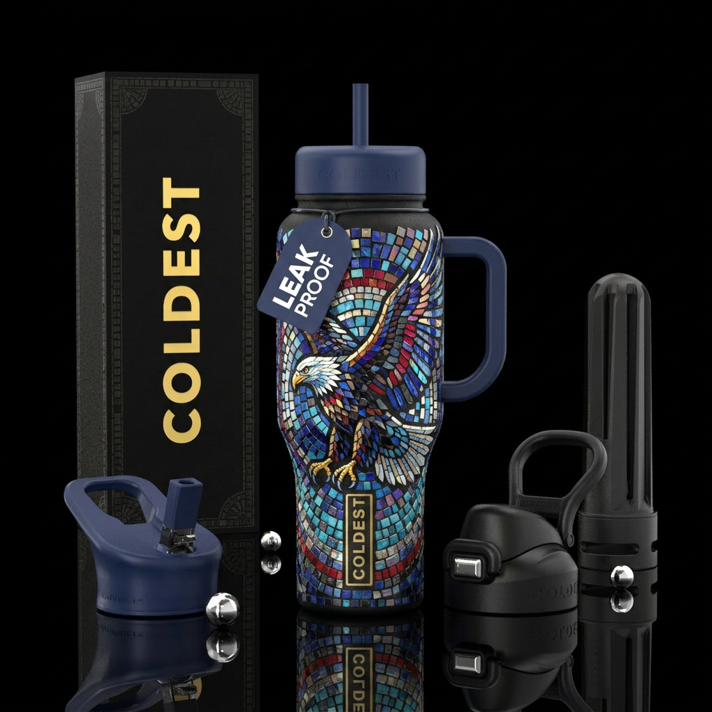 Mosaic Eagle water bottle design