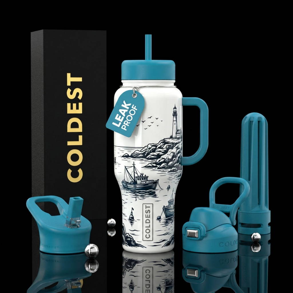 Etched Coast water bottle design