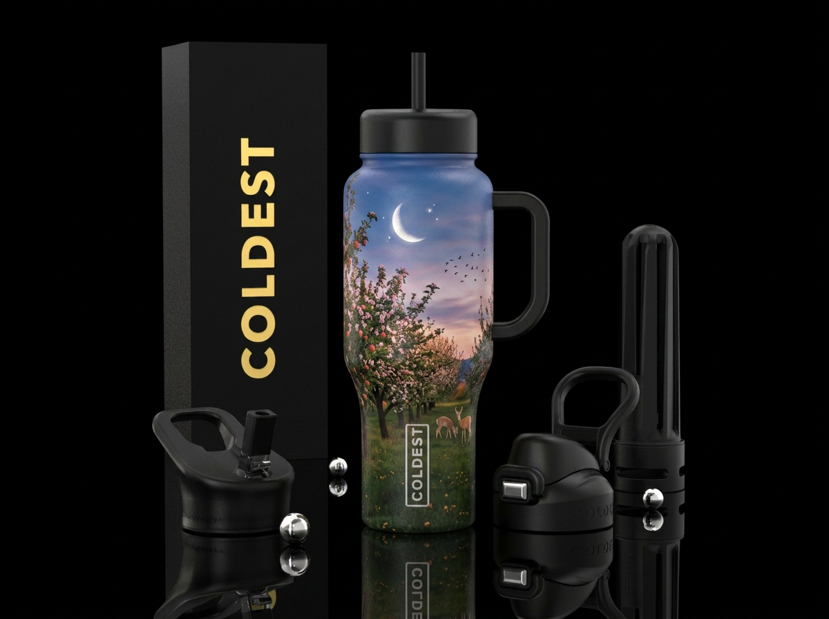 Apple Orchard At Dusk water bottle design
