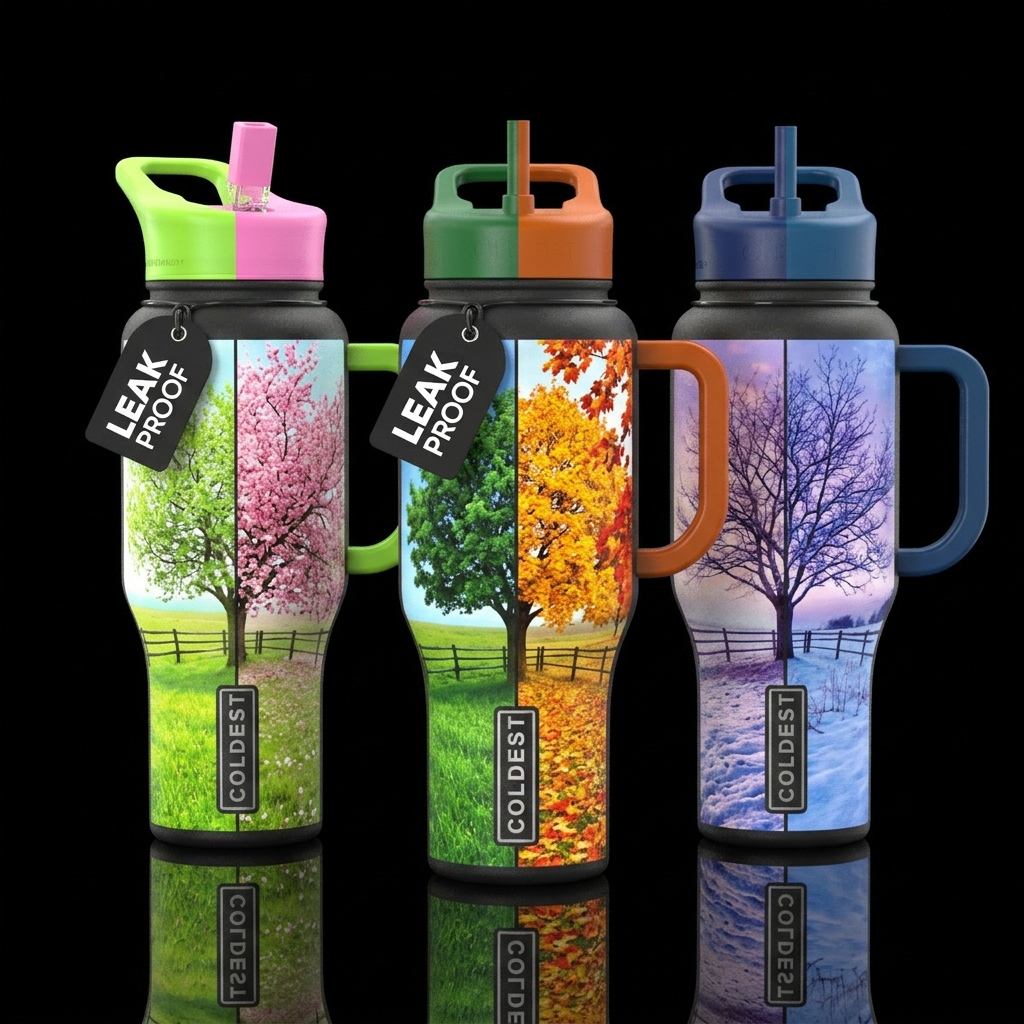 Same Tree, 4 Seasons water bottle design