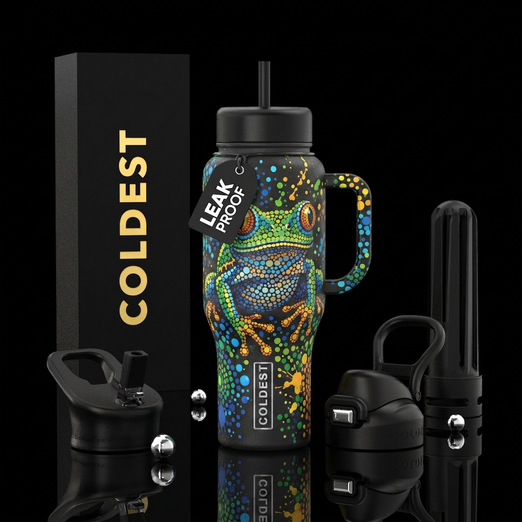 Dotted Frog water bottle design
