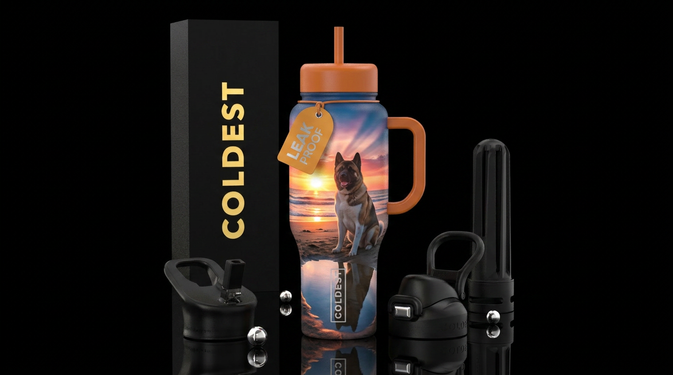 American Akita water bottle design