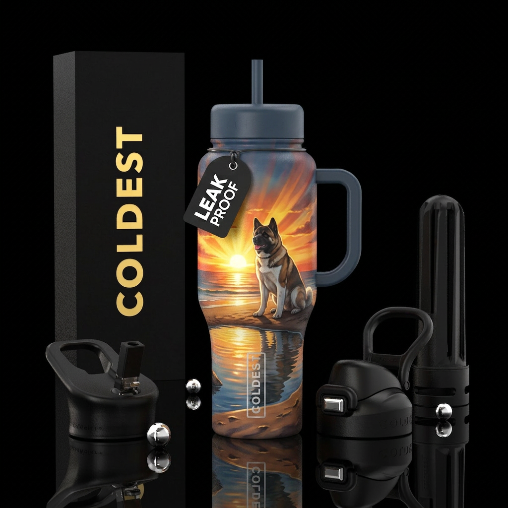 American Akita water bottle design