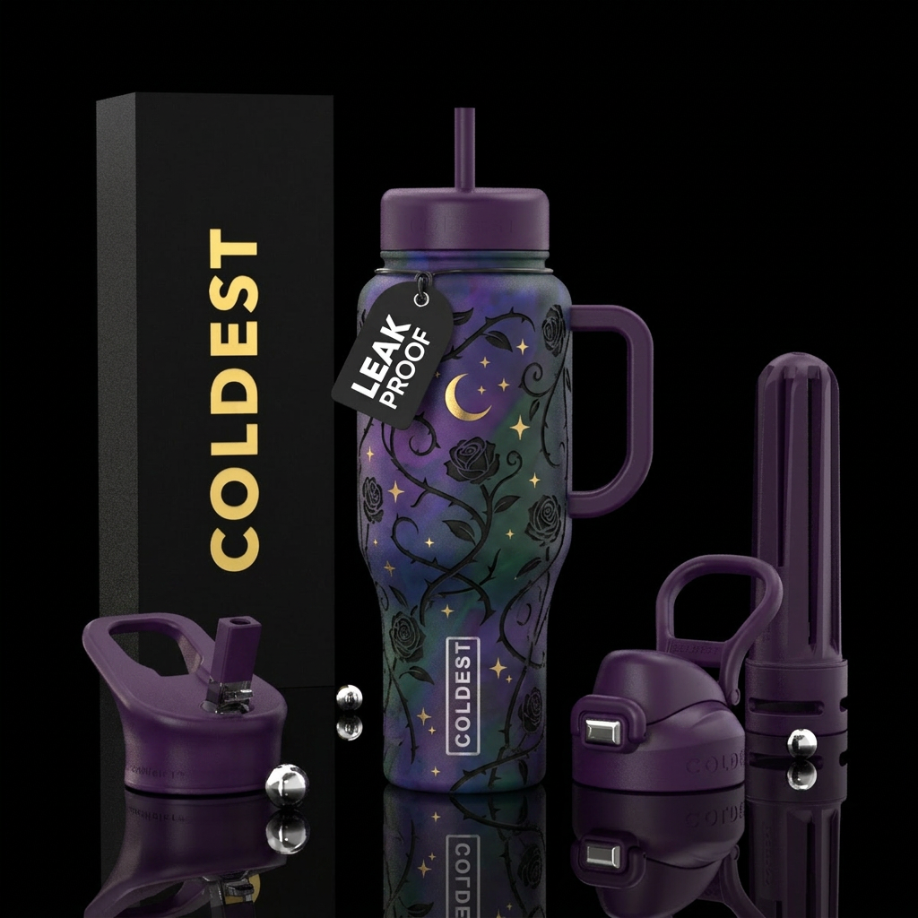 Etched Roses Over Multi-Matte water bottle design