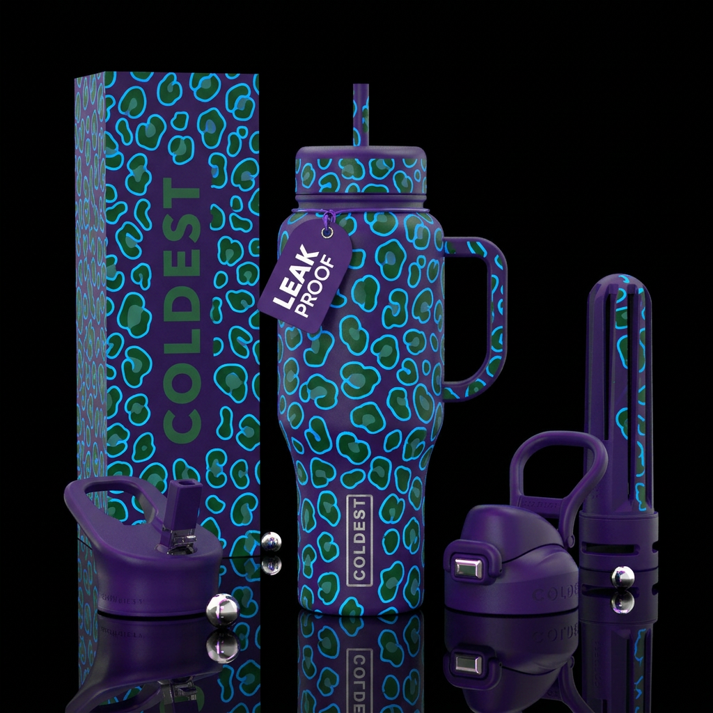 Leopard Glow water bottle design