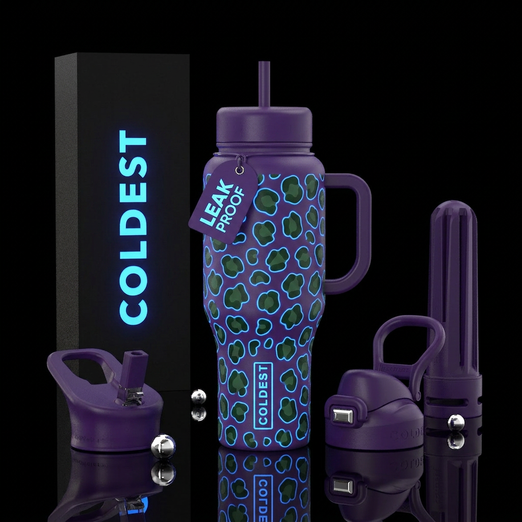 Electric Leopard water bottle design