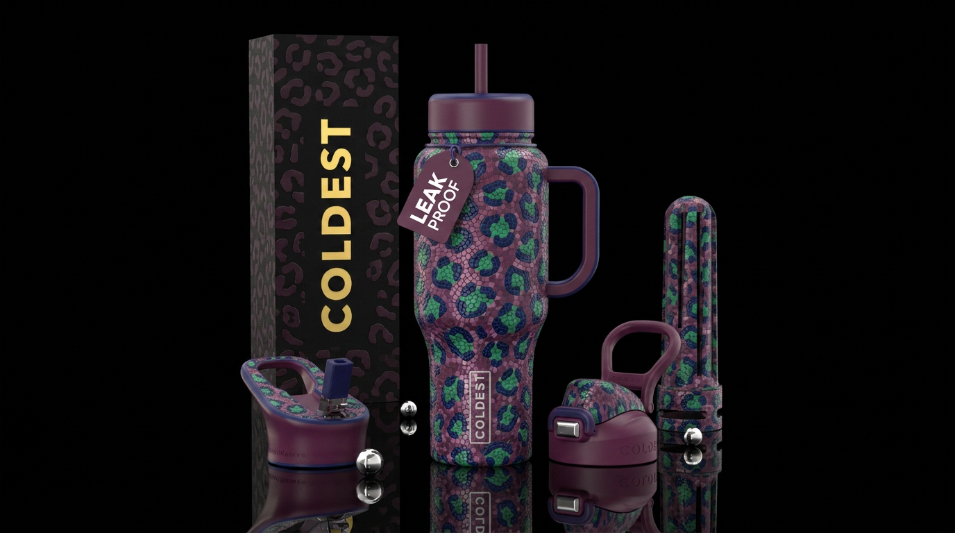 Mosaic Leopard water bottle design