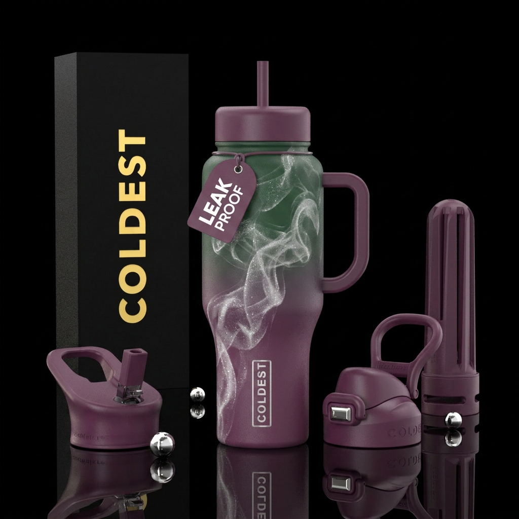 Plum to Forrest Green water bottle design