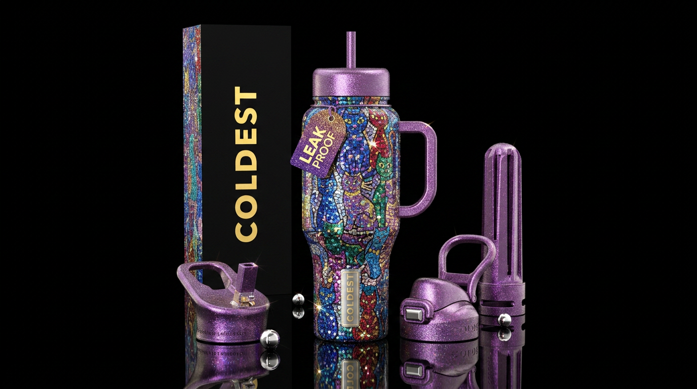 Mosaic Cats water bottle design